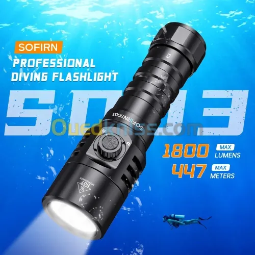Lampe Torche SOFIRN SD03 - 1800 Lumen Chasse Sous Marine Plongée (Rechargeable)