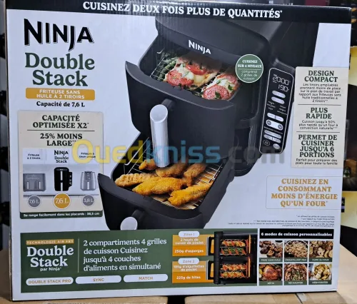 FRITEUSE NINJA AIR FRYER 7.6L DOUBLE STACK 6 PROGRAMME 2470WATT 