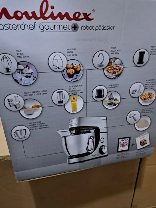 PETRIN MOULINEX MASTERCHEF GOURMET PLUS 4.6L 1100WATT 7 ACCESSOIRE 8 VITESSE FONTE ALUMINIUM 
