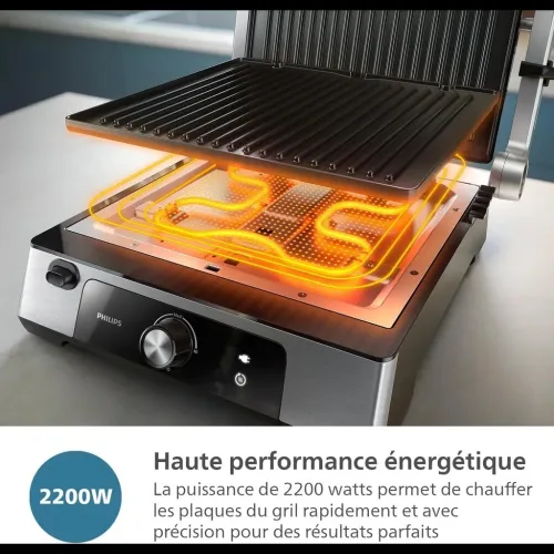 PANINEUSE PHILIPS CONTACT GRILL 2200WATT SÉRIE 5000 HD6301/90  / 180 DEGRÉ