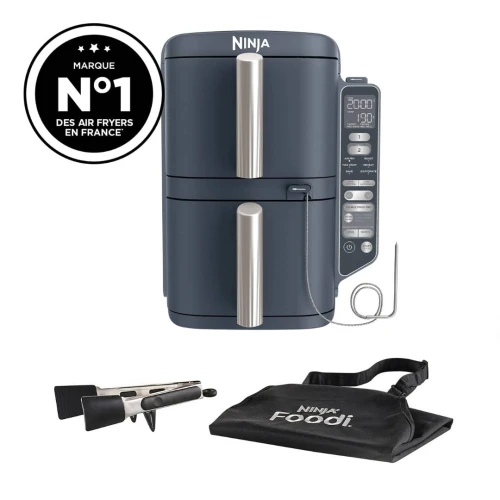 FRITEUSE NINJA AIR FRYER 9.5L XL  DOUBLE STACK BLEU NUIT THERMOSONDE EDITION LIMITED SL451EUCYD