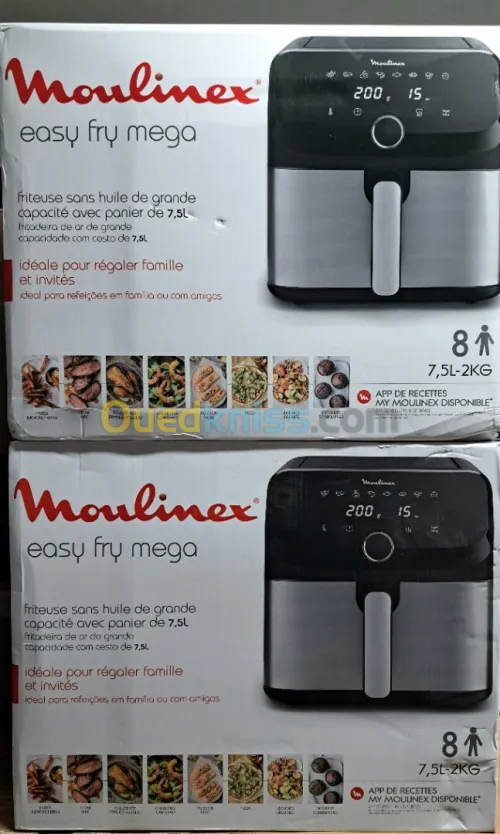 FRITEUSE MOULINEX AIR FRYER EASY FRY MEGA 7.5L 8 PROGRAMME EZ855D20 EUROPÉEN