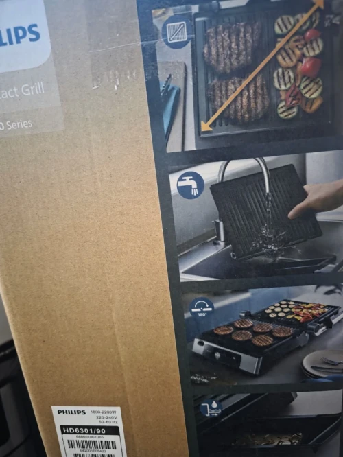 PANINEUSE PHILIPS CONTACT GRILL 2200WATT SÉRIE 5000 HD6301/90  / 180 DEGRÉ