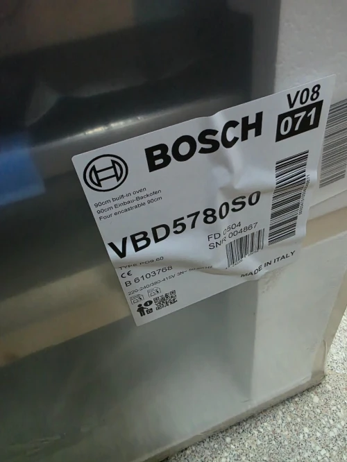 FOUR BOSCH ENCASTRABLE 90CM ÉLECTRIQUE VENTILÉ SÉRIE 6 PYROLYSE HYDROLYSE 112L VBD5780S0 EUROPÉEN 
