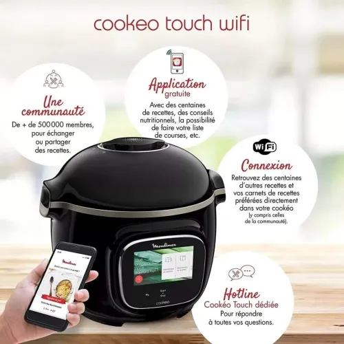 COOKEO TOUCH WIFI CONNECTÉ MOULINEX 6L 13 PROGRAMME CE902800 