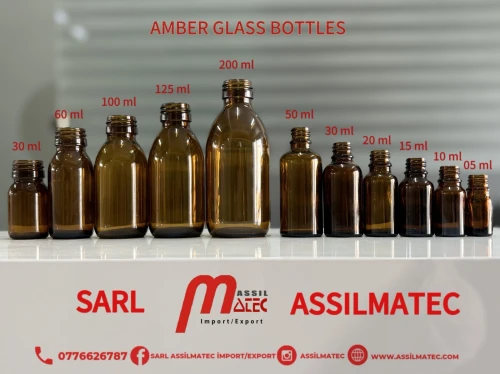 Variété des flacons ambré pharmaceutique et cosmétique 