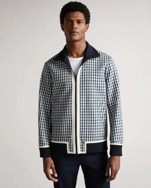 Ted Baker Scotby Veste Original Harrington Réversible Homme Bleu Marine Taille 3 (M EU 48-50)