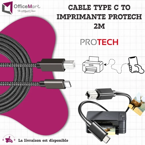 CABLE TYPE C POUR IMPRIMANTE 2M