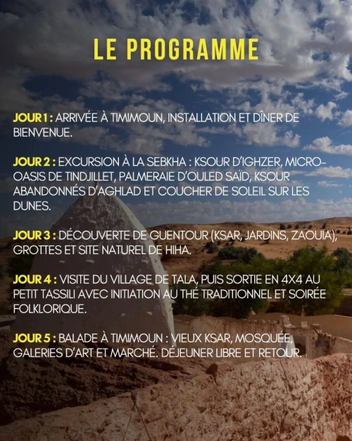 VOYAGE ORGANISE TIMIMOUN - Vacances de fin d année au cœur du désert rouge