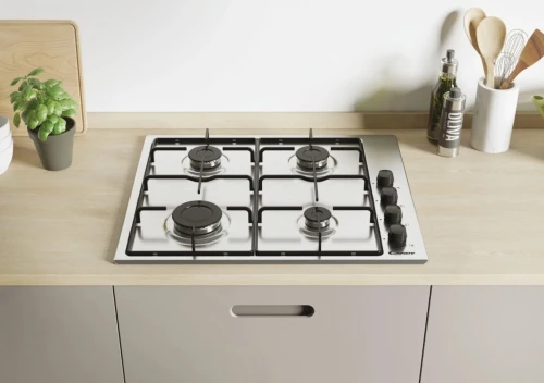 Plaque Gas Natural - Candy CHW6LBX/4U2, 4 feux, 60 cm, Inox