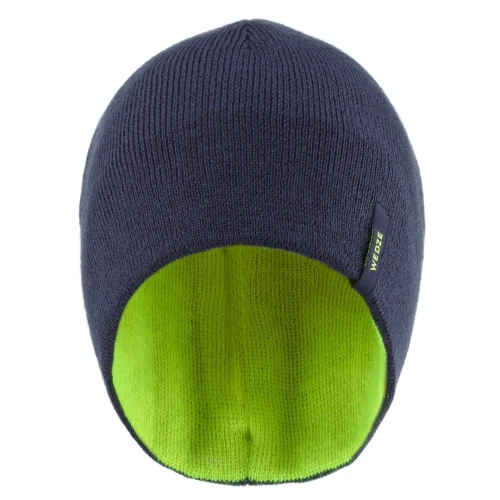 BONNET DE SKI - REVERSE - BLEU MARINE JAUNE FLUO