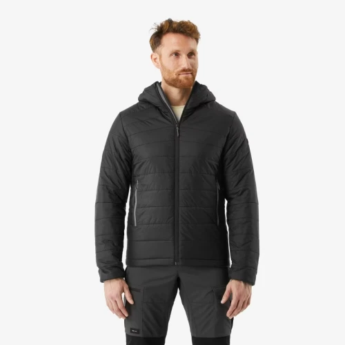 Doudoune de trek synthétique à capuche homme, MT100 - 5C noir