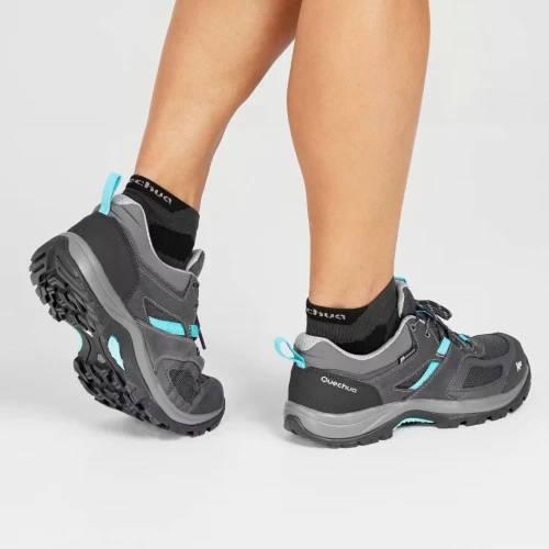 Chaussures imperméables de randonnée montagne - MH100 Gris/Bleu - Femme