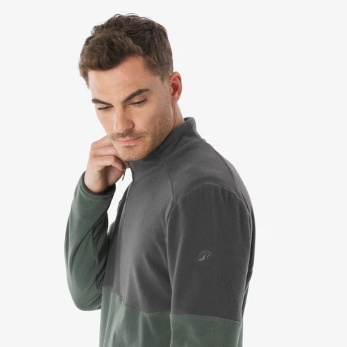 Pull Polaire de randonnée montagne homme, MH500 demi zip beige