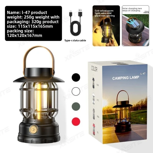 Lampe de Camping Extérieur Lampe d'Ambiance Lanterne Portable avec Crochet pour Tente