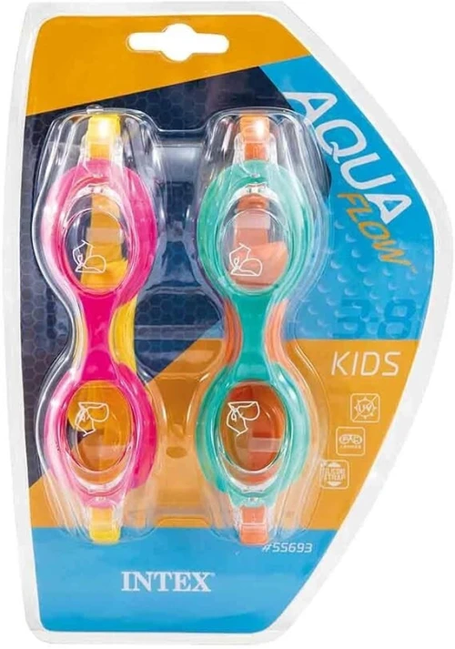 Lot de 2 lunettes de natation pour enfants en polycarbonate, silicone, multicolore, 3-8 ans