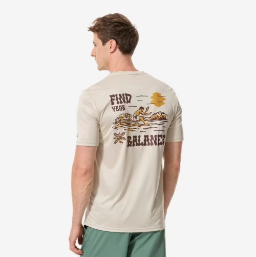 Tee shirt anti uv surf manches courtes ample homme, Print Beige