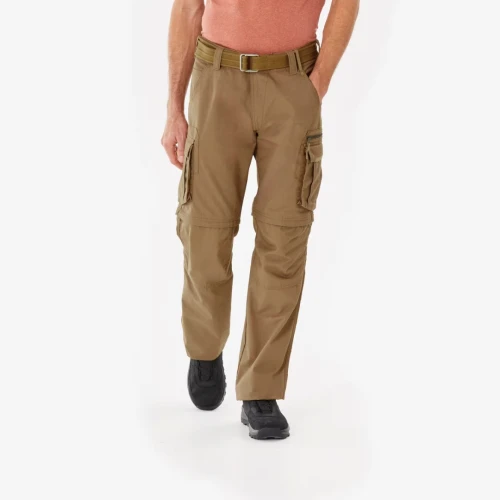 Pantalon cargo de randonnée modulable homme, TRAVEL 500 Modul marron
