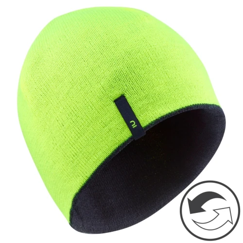 BONNET DE SKI - REVERSE - BLEU MARINE JAUNE FLUO