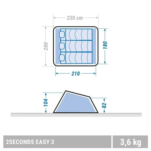TENTE DE CAMPING - 2 SECONDS - 3 PLACES