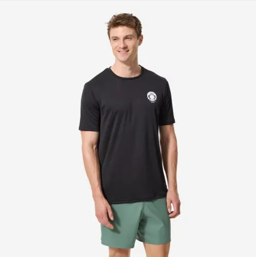 Tee shirt anti uv surf manches courtes ample homme, Print noir