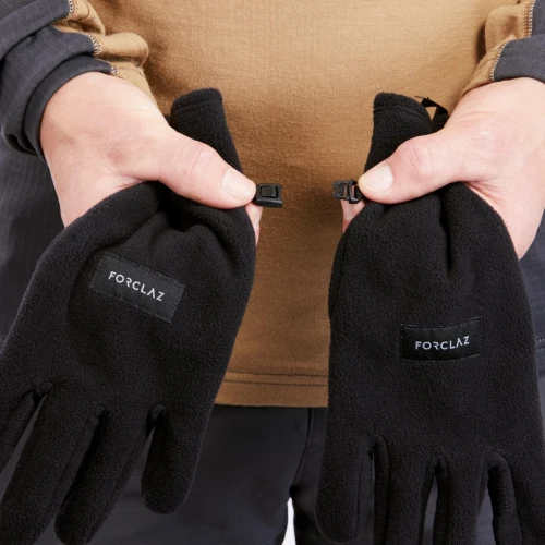 GANTS POLAIRE RECYCLÉS DE TREKKING MONTAGNE - MT100 NOIR - ADULTE