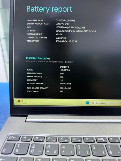 THINKBOOK 15 Gen 4 CORE : i5 - 1235U DISC :  256 GB  (SSD)  RAM : 16 GB