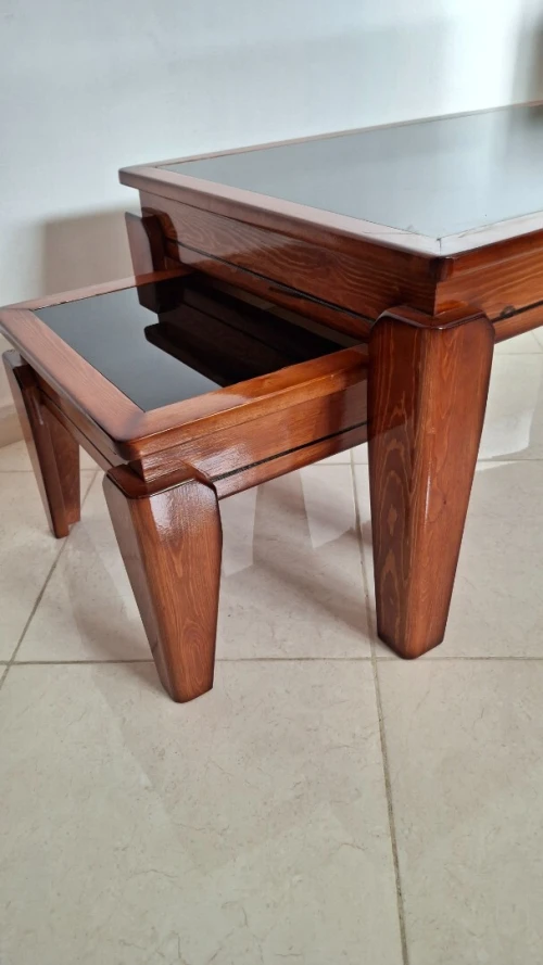 Tables bassea avec 2 Tables gigognes   bois rouge 1er choix