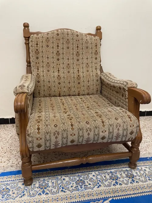 Salon fauteuil en bois hetre 5 place etat 10/10