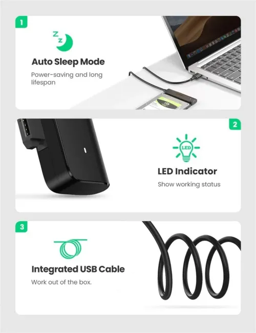 UGREEN Cable USB 3.0 to 2.5" SATA III HDD/SSD |5Gbps Speed Transfer, Support UASP, 1.5FT