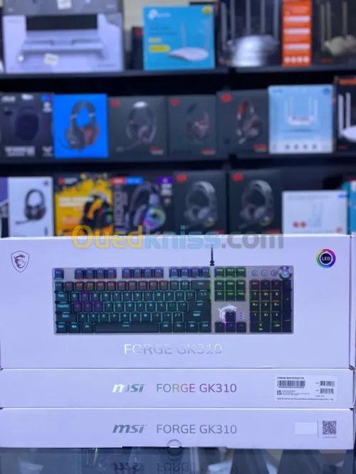 Mechanical Keyboard MSI FORGE GK310- RED SWITCHES - Ergonomic Keycaps, Anti-Slip Base, RGB