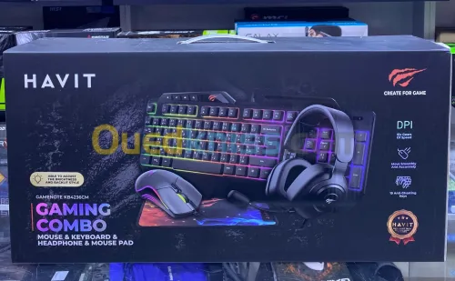 COMBO HAVIT 4in1 CLAVER-SOURIS-CASQUE-TAPIS