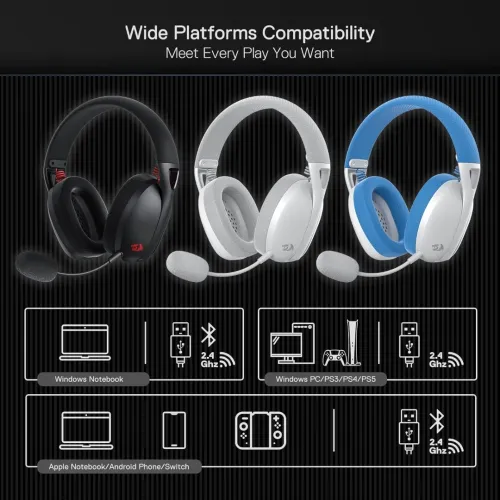 CASQUE WIRELESS REDRAGON IRE-PRO 7.1 ULTRA-LIGHT BK