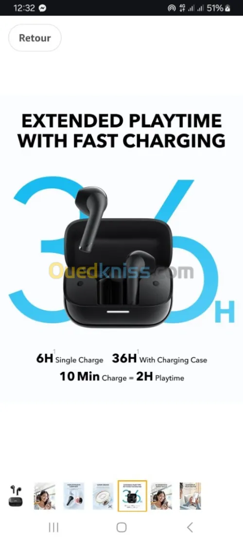 Écouteurs Bluetooth Anker K20i Semi-internes, 36h d'autonomie, Charge Rapide, avec 2 micros ENC