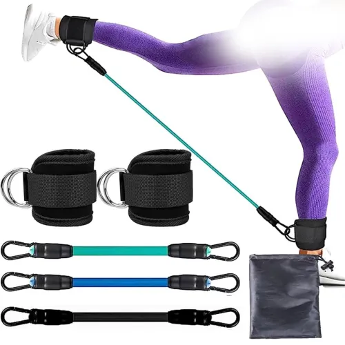 Bandes de résistance pour les jambes avec sangle de cheville 5Pcs طقم أشرطة تدريب قابلة للتمدد