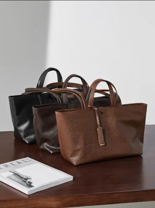 Sac tote en cuir véritable pour femme à porter sous le bras ou sur lepaule bandoulière style vintage cuir souple grande capacité