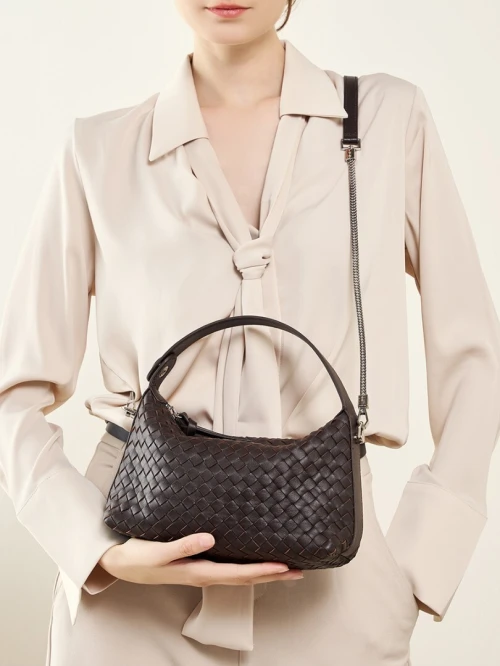 Sac dumpling tressé en cuir dagneau femme nouveau modèle 2026 look de niche chaîne bandoulière sac oreiller à main