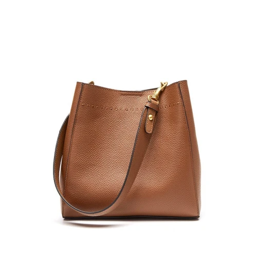 Nouveau modèle sac tote en cuir de première couche rétro véritable pour femme grand sac seau polyvalent à porter à l épaule ou en bandoulière