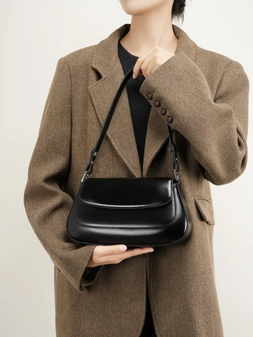 Sac selle en cuir véritable pour femme printemps été 2026 tendance chic polyvalent à porter sous le bras ou en bandoulière