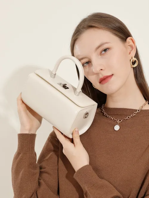 Sac box docteur en cuir haut de gamme pour femme petit format à main printemps-été 2026 style minimaliste à porter à l épaule ou en bandoulière