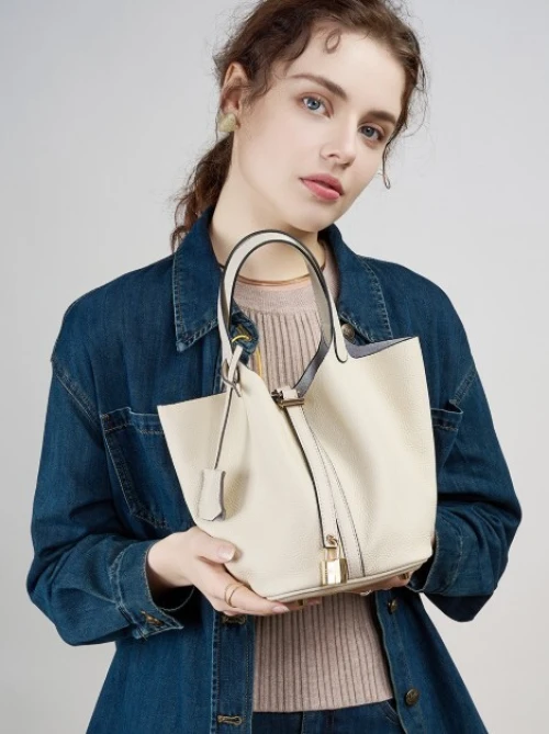 Sac seau panier femme cuir véritable nouvelle année 2026 à main pratique pour maman sac de mariée chic haut de gamme