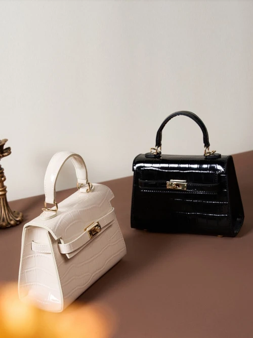 Nouveau modèle printemps-été 2026 sac en cuir véritable pour femme bandoulière luxe discret effet crocodile sac Kelly petit format cuir de vache