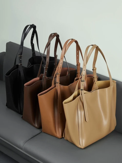 Sac tote femme en cuir véritable grande capacité nouveau modèle 2026 vintage tendance coréen bandoulière unique sacs mère et fille pour le commerce transfrontalier