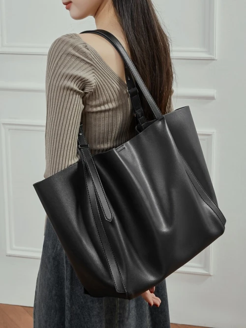 Sac tote femme en cuir véritable grande capacité nouveau modèle 2026 vintage tendance coréen bandoulière unique sacs mère et fille pour le commerce transfrontalier