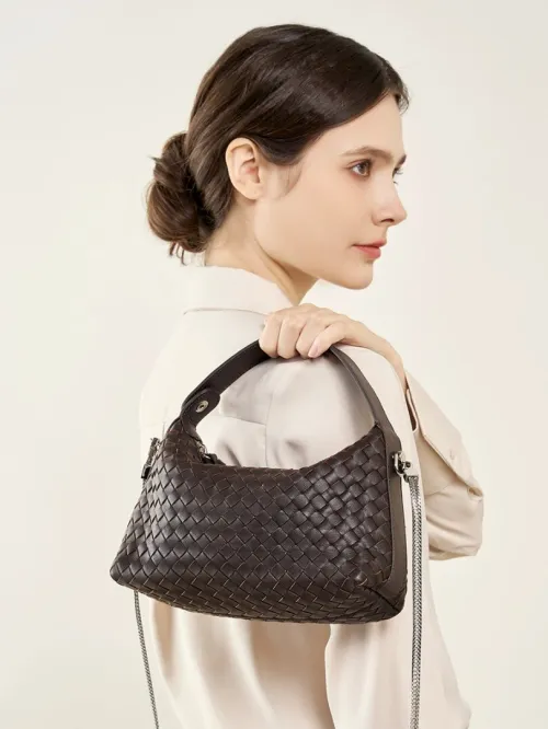 Sac dumpling tressé en cuir dagneau femme nouveau modèle 2026 look de niche chaîne bandoulière sac oreiller à main