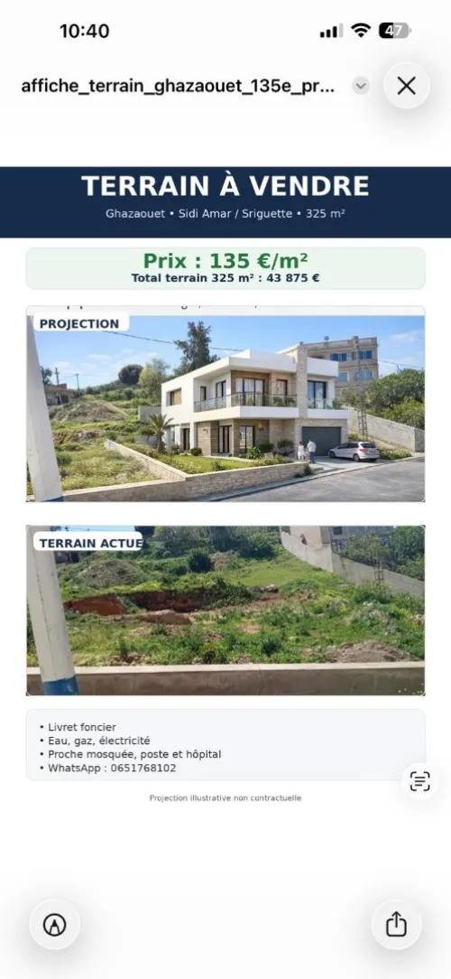 Vente Terrain Tlemcen Ghazaouet