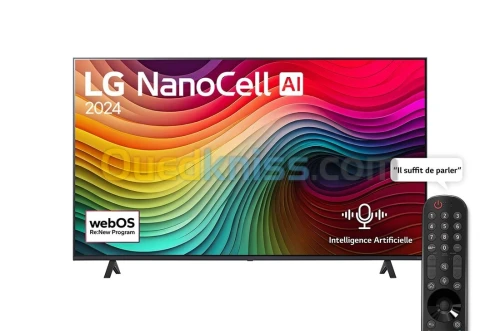 Télévision LG NanoCell AI NANO80 4K | 65 pouces | Télécommande magique AI | HDR 10 | webOS24 | 2024