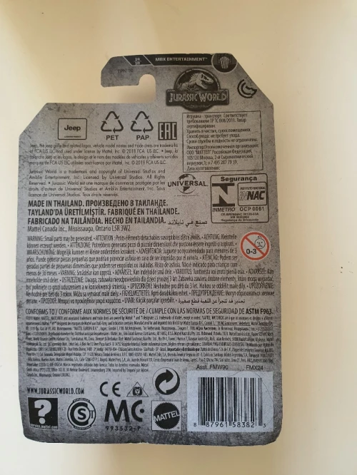 Originale Voiture Matchbox Jurassic World MATTEL Jeep 