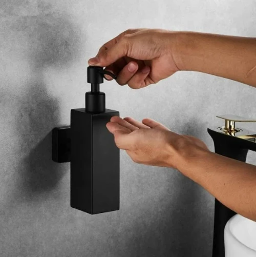 PORTE SAVON LIQUIDE NOIR/CHROME