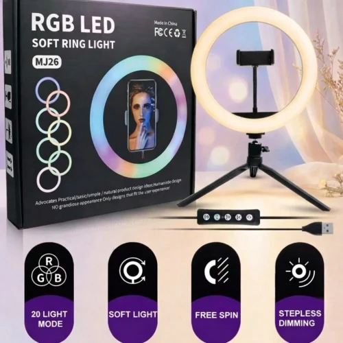 RGB LED Ring Light MJ18/MJ26/MJ33 45cm/26cm/35cm with Phone Clip + MT-75 Tripod Stand
